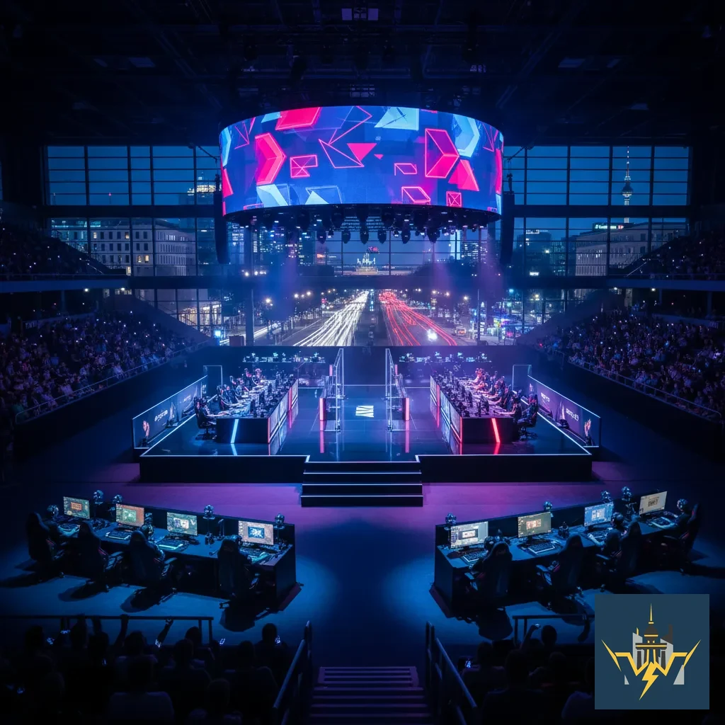 MOBA E-Sport Meisterschaft mit zwei Teams an Bildschirmen