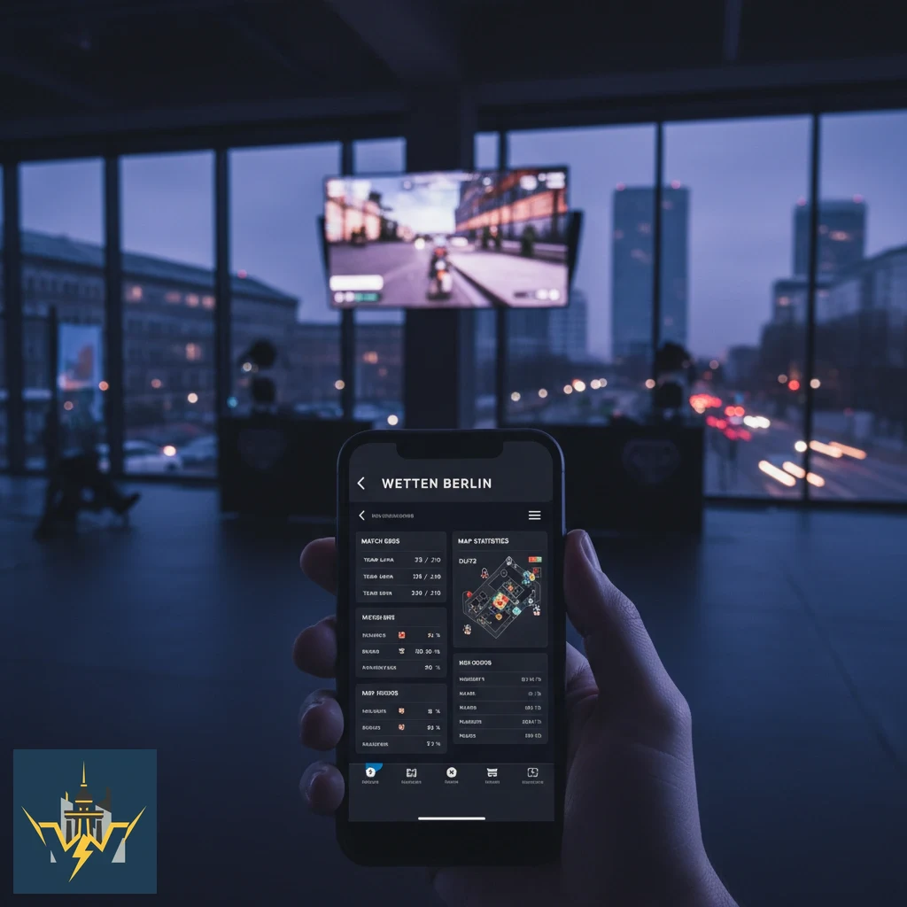 Große E-Sports-Bühne mit Spielerkabinen und LED-Anzeigetafeln vor Publikum