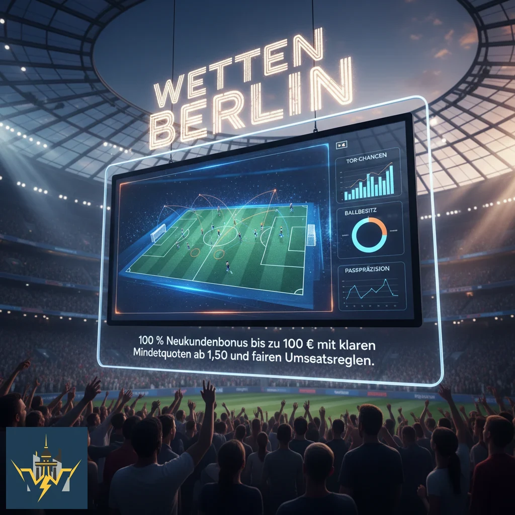 Präsentation eines Willkommensbonus für Sportwetten mit Prozentangabe